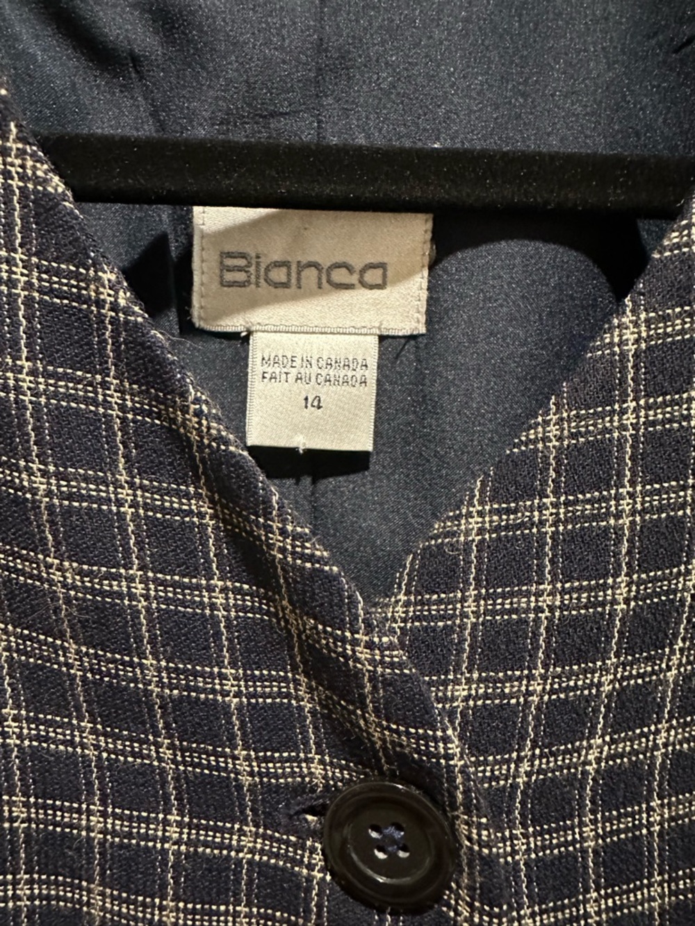 Bianca - Navy Checked Lightweight Button-Front Jacket - Picture 2 of 5